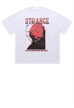 Strange t-shirt thunder top lightning slogan tee in black