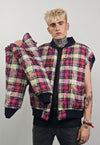 Check varsity jacket red flame print reversible 4in1 bomber