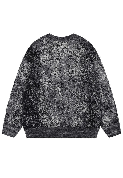 Abstract print sweater grey psychedelic fluffy rave jumper