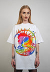 Gay punk t-shirt rainbow tee grunge mohawk top in white