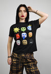 Psychedelic emoji cropped t-shirt slim fit unisex raver top