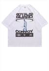 Cyber punk t-shirt spaceman top industrial print tee white