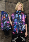 Psychedelic bomber jacket handmade detachable raver puffer