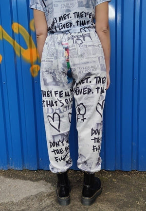 Gay joggers LGBT pants graffiti love pride overalls in white