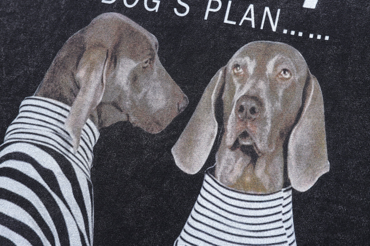 Prisoner t-shirt dog print tee retro cartoon top in vintage grey