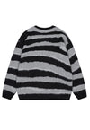 Stripe sweater grey fluffy zebra jumper animal print top