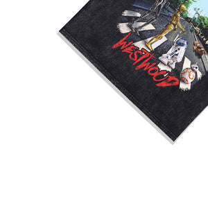 Robots t-shirt funny cartoon tee futuristic grunge top in vintage grey