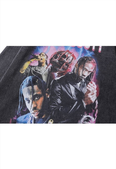 Travis Scott hoodie rapper pullover hip-hop jumper acid grey