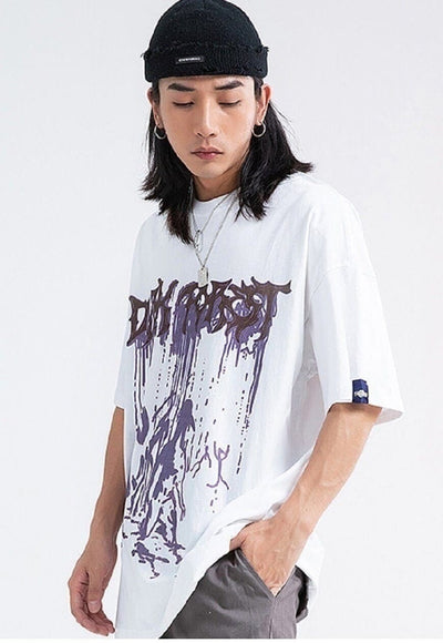 Primitive people t-shirt Gothic tee punk graffiti top white