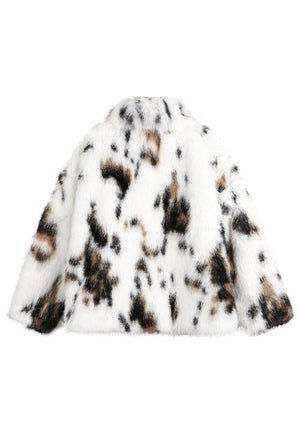 Fuzzy faux fur jacket spot pattern fuzzy coat animal print