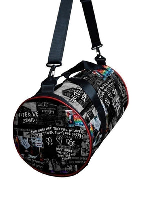 Gay gym bag LGBT retro sports holdall graffiti bag in black