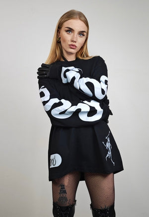 Snake print long sleeve tshirt black python print grunge top