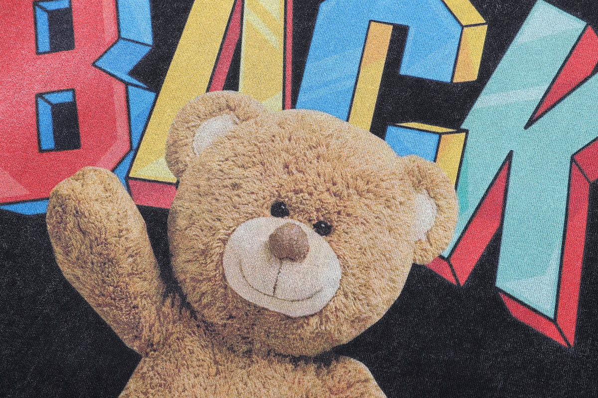 Teddy t-shirt bear print tee cute cartoon y2k top in vintage grey