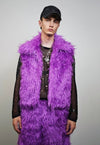 Shaggy faux fur jacket purple hairy fuzzy rave festival coat