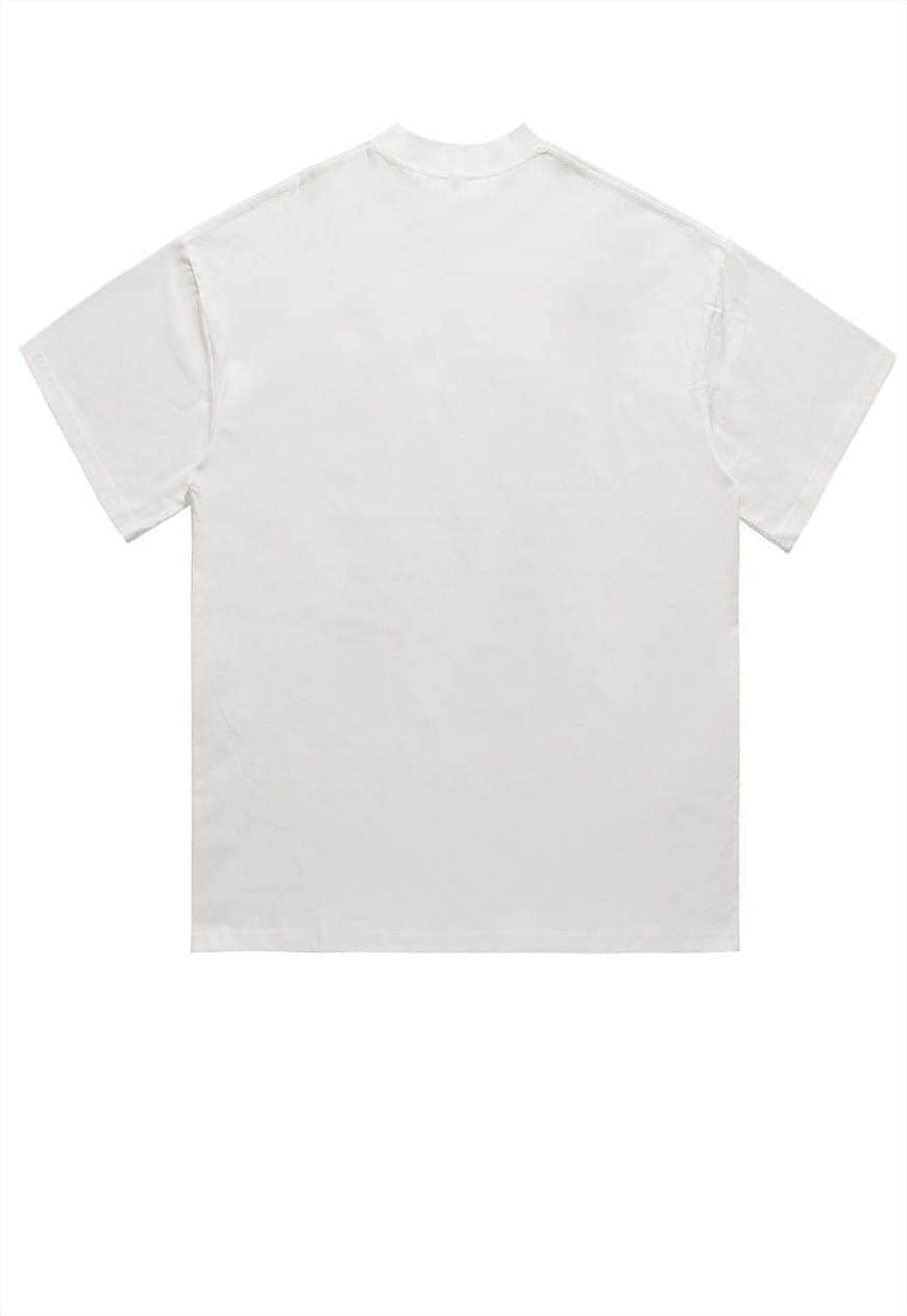 Big mouth t-shirt grunge tee retro raver top in white