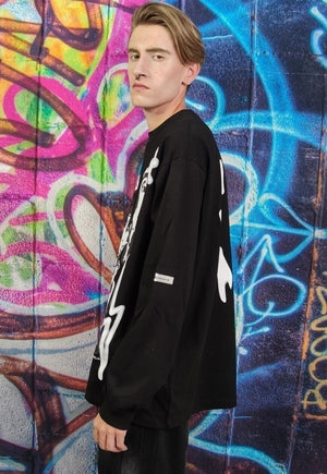 Club kids long tee 90s 80s drag & rave stars Y2K top black