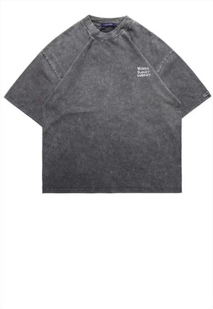 Money slogan t-shirt planet tee vintage wash top in grey