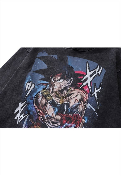 Son Goku hoodie vintage wash pullover DBZ jumper in grey