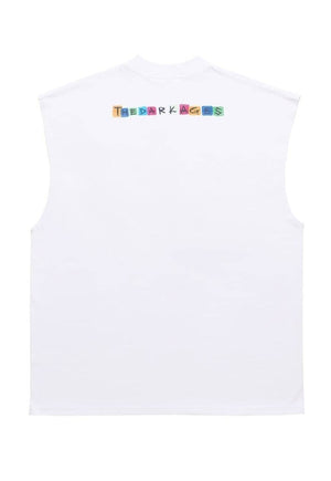 Graffiti print sleeveless t-shirt retro tank top surfer vest