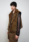 Arabic pattern trench coat brown cropped fleece rock jacket