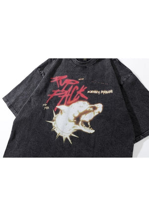 Dog t-shirt grunge rottweiler tee retro punk top in black