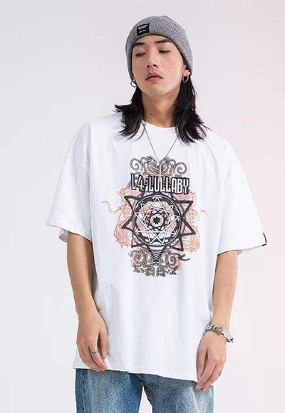 Lullaby t-shirt mandala tee Gothic slogan top in white