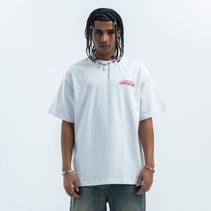 Retro movie t-shirt old cartoon top pistol print tee hip-hop jumper in White