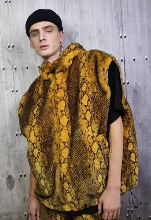 Python fleece jacket 2in1 detachable snake bomber in yellow