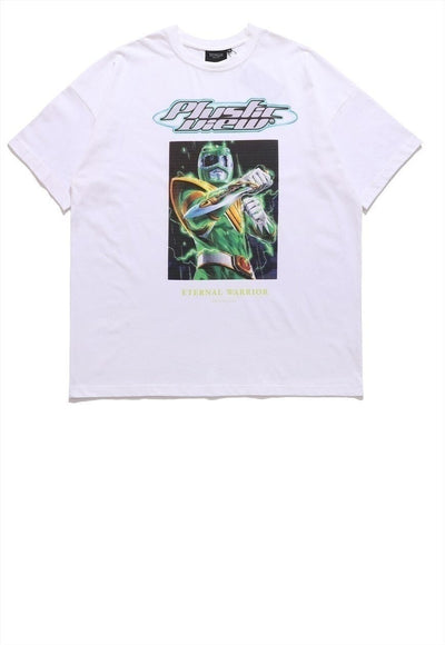 Power ranger print t-shirt retro transformer tee robot top