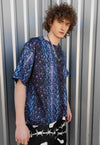 Snake print t-shirt handmade python tee rave top in blue