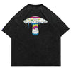 Psychedelic t-shirt mushroom print top retro raver tee party jumper festival pullover in acid grey