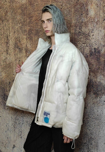 Transparent bomber see through cotton padded jacket in white