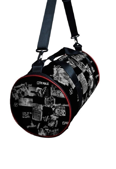 Gay gym bag LGBT slogan sports holdall grunge bag in black