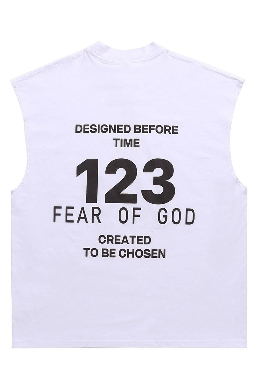 Saint print tank top bible slogan sleeveless tee retro vest