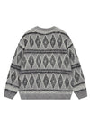 Fluffy geometric sweater diamond pattern hairy mohair jumper