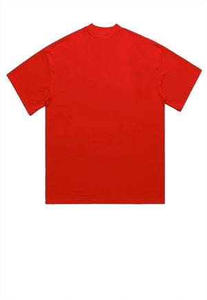 Grunge t-shirt raver print tee retro poster top in red