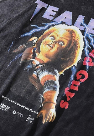 Halloween t-shirt vintage Horror movie top Chucky tee retro Y2K Gothic teeshirt annoying ginger top in acid black