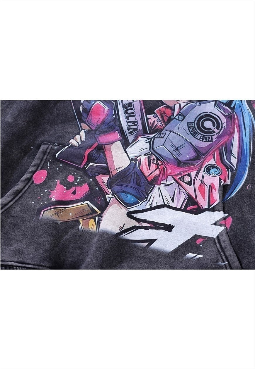 Anime print hoodie manga pullover Japanese cartoon jumper