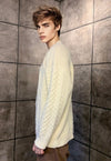 Heart sweater knitted luxury top cable love jumper in cream