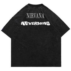 Vintage Nirvana t-shirt rock band top acid wash snake print tee retro poster jumper punk pullover in acid grey