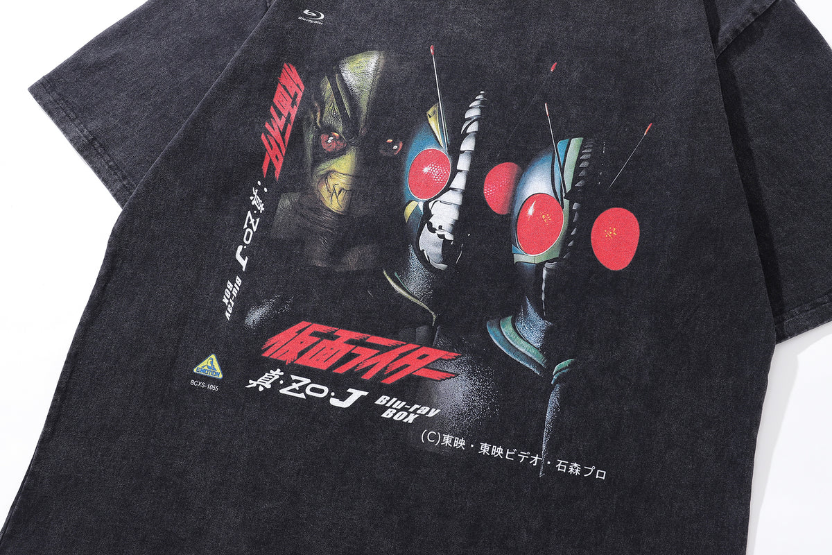 Anime alien t-shirt UFO tee retro Japanese top in vintage grey