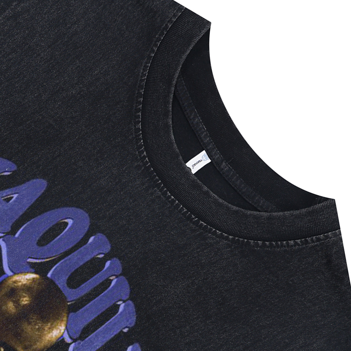 Shaquille sleeveless t-shirt vintage basketball player vest sports tank top in acid wash black
