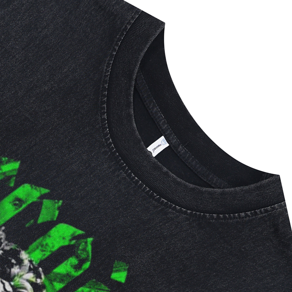 Eternity slogan sleeveless t-shirt gothic print vest statue saint cartoon tank top in acid wash black