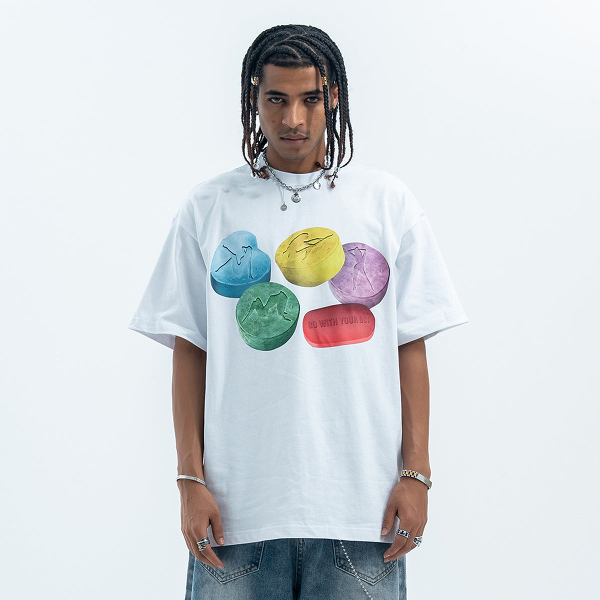 Psychedelic t-shirt graffiti top raver tee grunge jumper in black