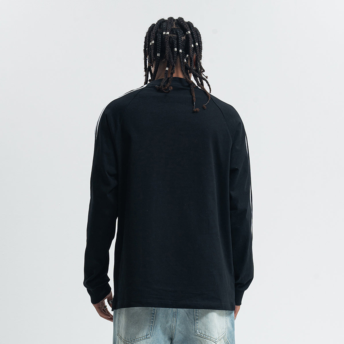 Peace slogan jumper long sleeve anti war top striped grunge t-shirt in black