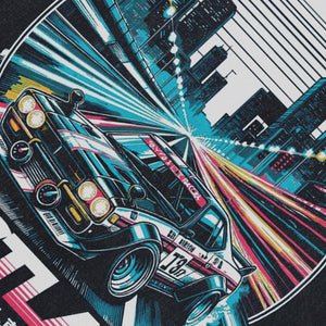 Fastlane slogan sleeveless t-shirt car print surfer vest 80s motorsports tank top in acid wash black