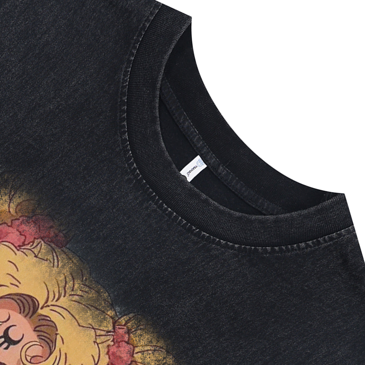 Sailor Moon sleeveless t-shirt vintage anime vest retro cartoon tank top in acid wash black