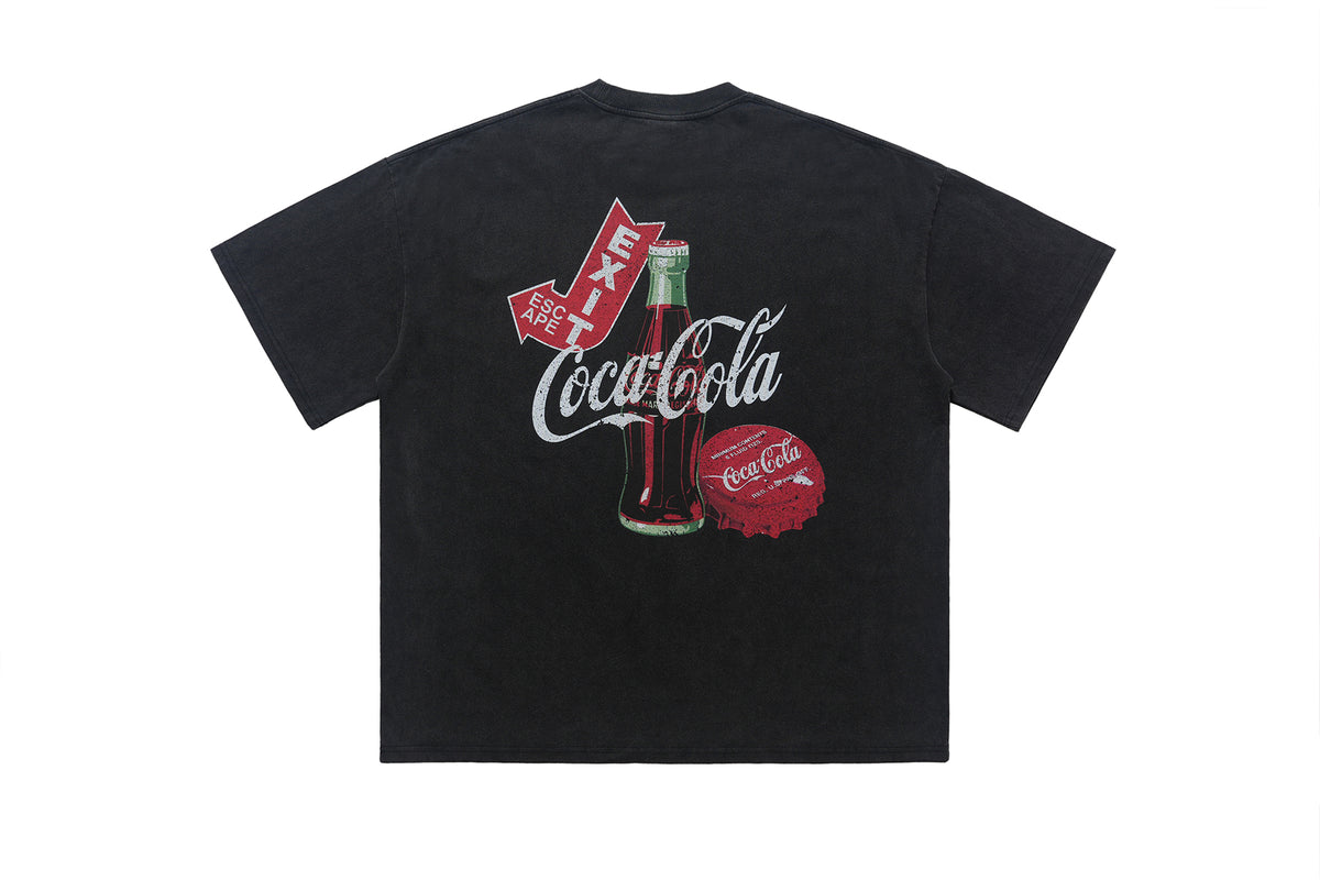 Vintage Coca Cola t-shirt retro cartoon top soft drink tee in black