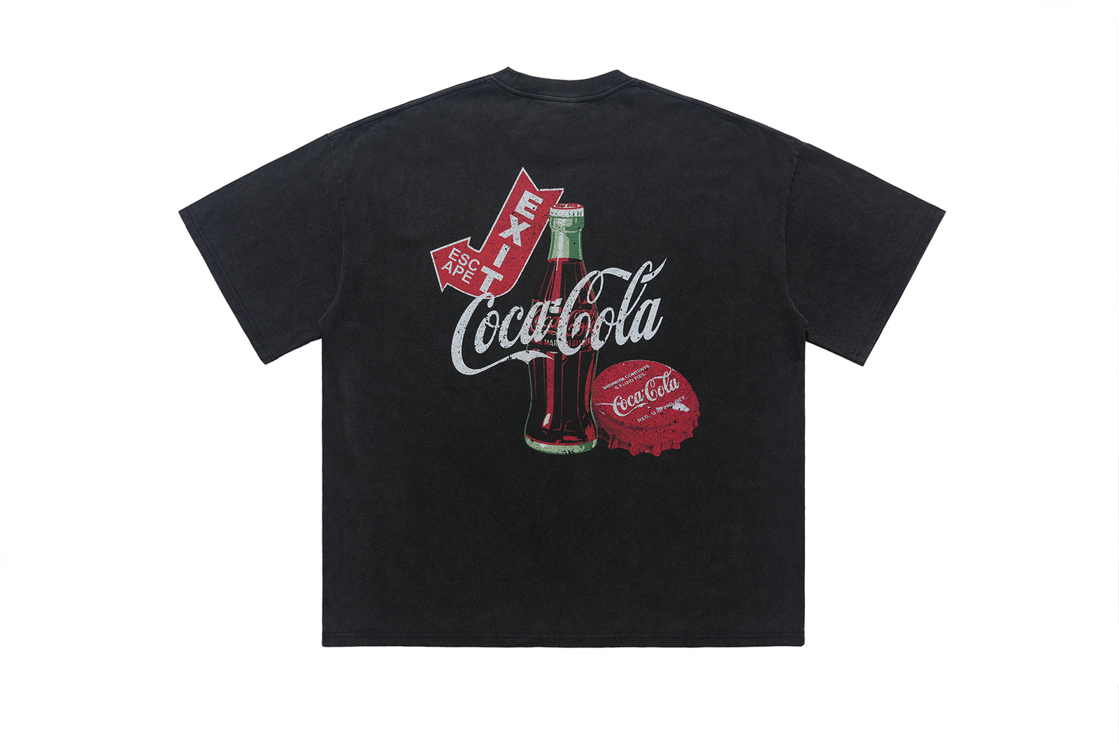 Vintage Coca Cola t-shirt retro cartoon top soft drink tee in black