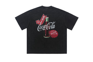 Vintage Coca Cola t-shirt retro cartoon top soft drink tee in black